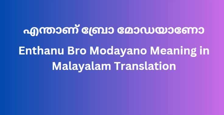 Enthanu Bro Modayano Meaning in Malayalam Translation